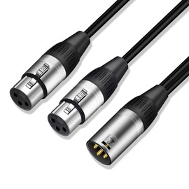 Kumiho XLR Splitter Cable Y Splitter Cable 2 Female to 1 Male,XLR Y Cable 1 Male 2 Female Balanced Microphone Splitter Cord Audio Adaptor 1.5Ft