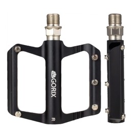 GORIX (GX-F65) Bicycle Pedal, Flat Pedal, Aluminum, Lightweight, Thin, Wide Design, Spike Pin, Anti-Slip, Stylish, Simple Design, Fluffy, Black, Durable, Road Bike, Cross Bike, Mountain Bike, Other Bicycles, Cycle Pedal
