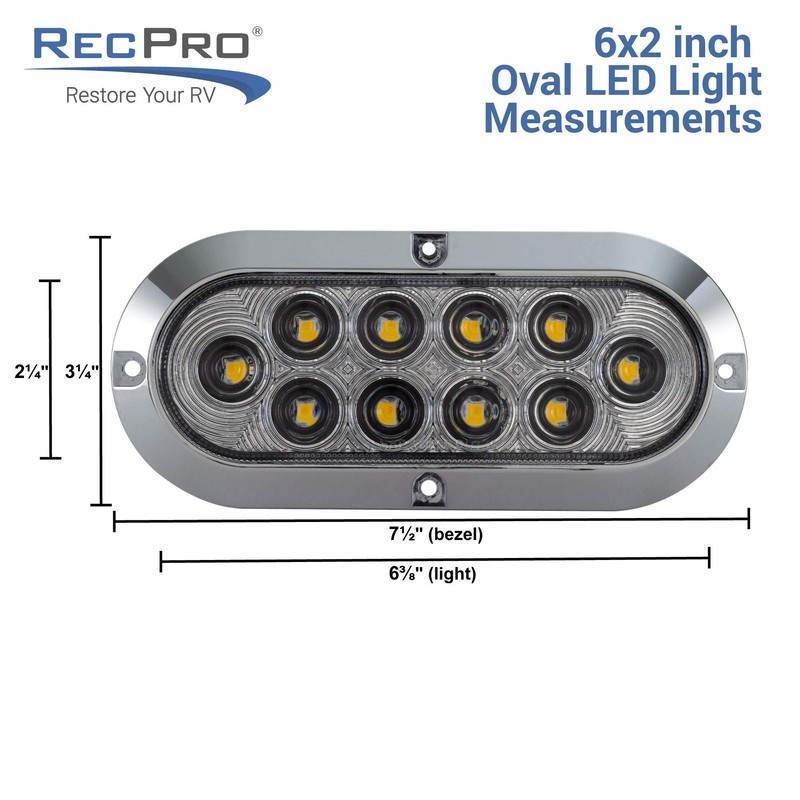 Long Haul Clear/Amber 6" Oval Surface Mount Stop/Tail/Turn LED with