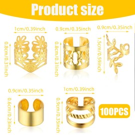 XPEX 50pcs Set Gold Hair Accessories Gold Braid Hair Accessories Dreadlocks Accessories for Men Women Girls Boys