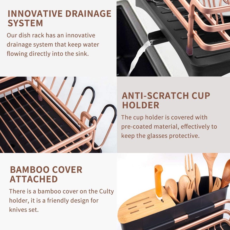 BRIAN & DANY Aluminum Dish Drying Rack, Dish Racks for