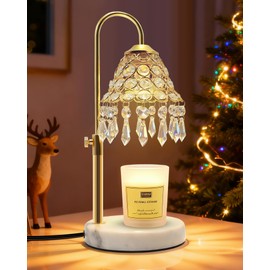 KISUFU Smart Crystal Candle Warmer Lamp with Timer - 2-in-1 Table Lamp & Adjustable Height, 50W Halogen Bulb + 5W Night Light, Luxury Valentine Gift for Women, Christmas, Fall Home Decor (Gold)