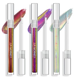 JUR MORNIER Multichrome Liquid Eyeshadow Set,3 Colors Multi-Dimensional Eye Liner Makeup,High Pigment Waterproof Metallic Eyeshadow,Ultre Fine Tip Glitter Eyeshadow (101+102+103)