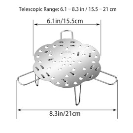 304 stainless steel adjustable steamer rack, foldable and expandable steam tray with hanging holes, suitable for soup pots, pressure pots, clay pots, dishwasher washable ，for (7-12) in Pots