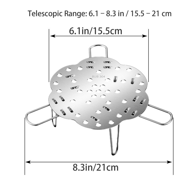 304 stainless steel adjustable steamer rack, foldable and expandable steam
