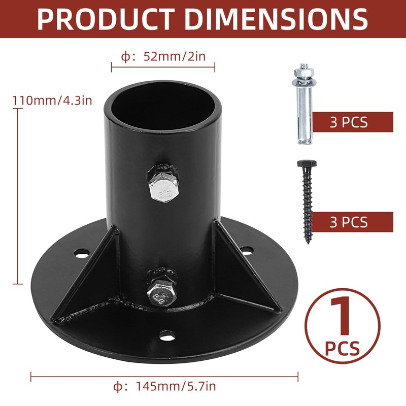 Cskunxia 1PC Round Posts Base Bracket 2" Base Flange Chain