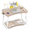Lap Desk for Bed Adjustable Height, Foldable Bed Table with