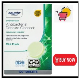 Equate Mint Fresh Antibacterial Denture Cleanser Tablets Twin Pack - 240 total
