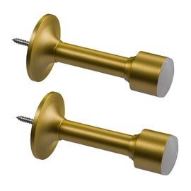 2 Pack Solid Brass Door Stop, Decorative Door Stopper Wall Protector, Heavy Duty Door Stop with White Rubber Bumper Tip for Wall Door Protection Sound Dampening, Brushed Gold Brass Plated