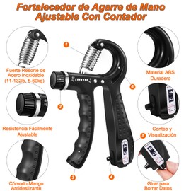 Fortalecedor de Agarre de Mano | 5 en 1 Ejercitador de Mano con Contador | 5-60kg Agarrador de Mano Ajustable | Ejercitador de Antebrazo Fortalecedor de Dedos de Resistencia Ajustable | Kit de Entrenamiento de Fuerza de Agarre de Mano para El Tratamiento