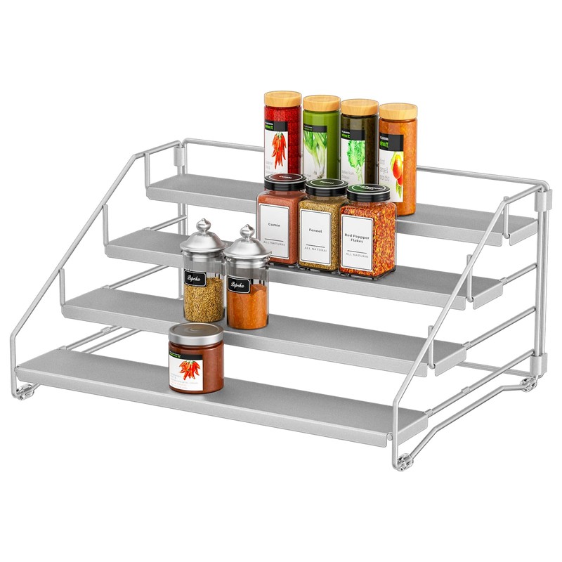 ZDDLOINP 4-Tier Spice Rack for inside cupboard, Kitchen Countertop Spice