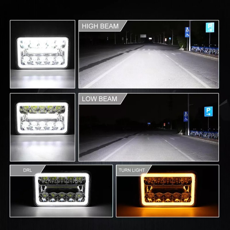 COLIGHT 4X 4x6" LED Projector Headlights For Kenworth T800 T600