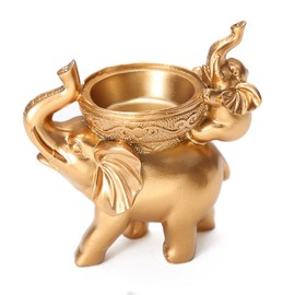 Hosoncovy Teelichthalter aus Kunstharz, Elefant, Kerzenhalter, Teelichthalter, dekorativer kleiner Kerzenständer für Heimdekoration (Gold)