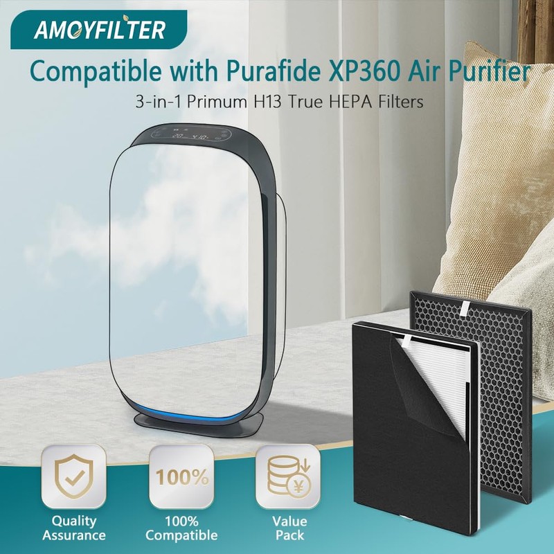 AMOYFILTER XP360 Replacement Filter, 1x Activated Carbon Filter and 5x