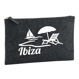 Huuraa Kulturbeutel Ibiza Spanien Geschenk 1 Liter Charcoal Filz Ibiza Geschenkidee