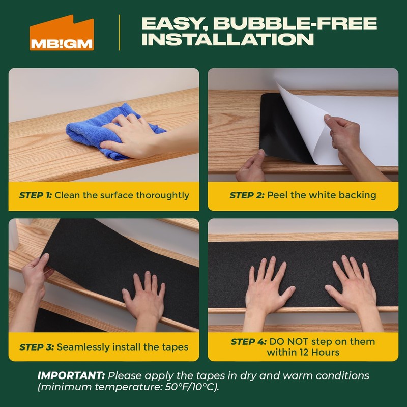 MBIGM 8-Pack Non-Slip Outdoor Stair Treads - Anti Slip 8"
