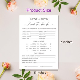 OXEDP How Well Do You Know The Bride Game, Bridal Shower Questionnaire Cards, Who Knows The Bride Best, Minimalist Wedding Game, Bridal Shower Games, Bachelorette Party Games -WKTB01