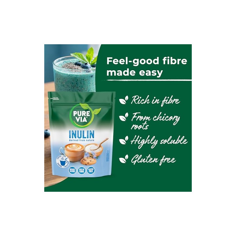 Pure Via Prebiotic Inulin Powder 1kg | Chicory Root Fibre