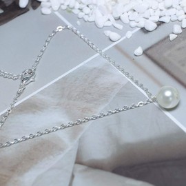 Yienate Anklets Pearl Ankle Bracelet Charm Dainty Foot Jewelry for Women and Girls Summer Barefoot Beach Anklet (Silver)