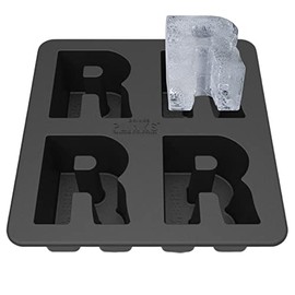 DRINKSPLINKS R Silicone Ice Cube Tray - 3D Monogram Ice Mold Shaped like the letter R for Rum Cocktail Glasses - Silicone Ice Cube with Alphabet Initials - Best Novelty Gift for Birthdays and Holidays