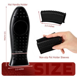 Joyhalo Cast Iron Skillet Handle Covers - 6 Pack, Heat Resistant, Silicone Pot Handle Sleeve Covers, Black