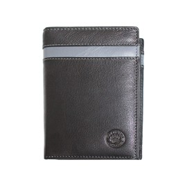 Frédéric Johns® - Large Classic Leather Wallet - RFID Wallet for Men - Credit Card Wallet, Black/Grey, Waist Unique, Normal