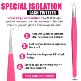 My Lash Tools Eyelash Extension Curved Degree Tweezers for Isolation Lash Extensions 14cm, Best for Individual Isolation & Classic Lashes Japanese Stainless Steel Eyelash Twisers (Matte Pink)