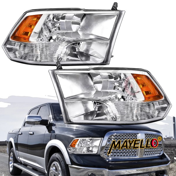 mayello Pair New Headlights For 09-18 Ram 1500 2500 3500