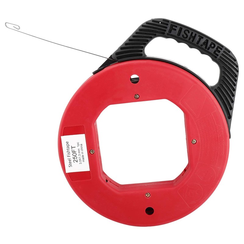 YaeKoo 250ft Fish Tape Reel, Spring-Steel Fishtape with 1/8"(3 mm)