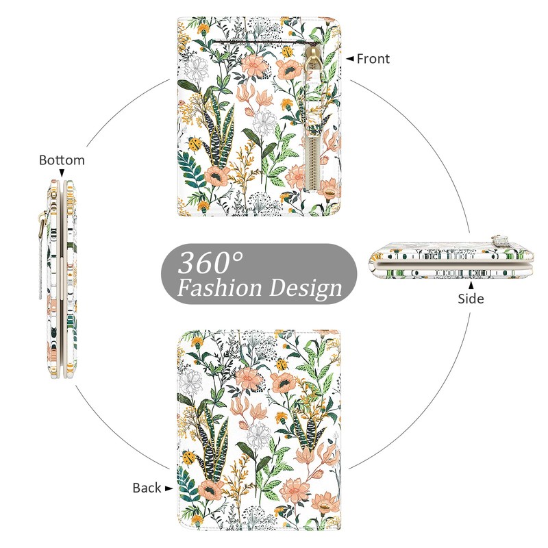 TMOODEL Womens Rfid Blocking Small Compact Bifold Luxury Genuine Leather