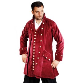 ThePirateDressing Pirate Frock Renaissance Medieval Costume Coat Jacket (EXT) Red