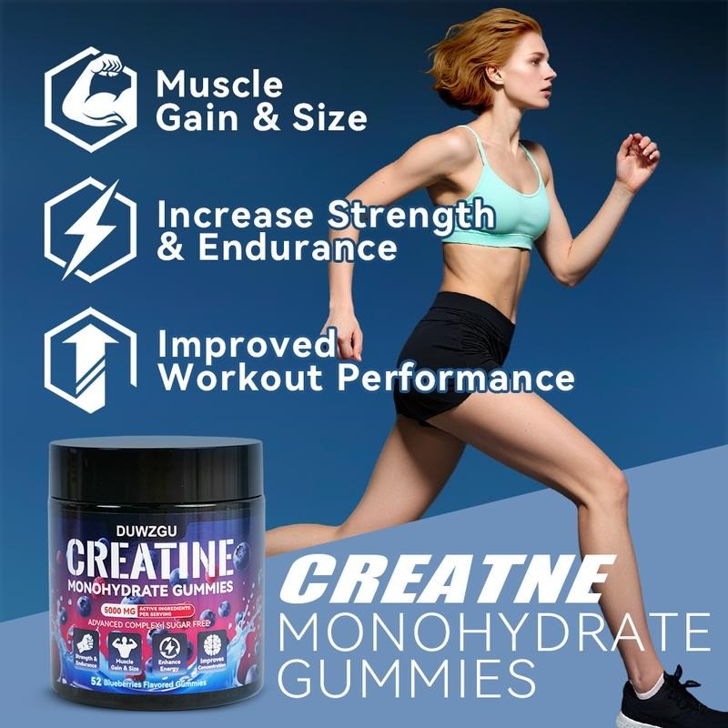 2-PACK Creatine Monohydrate Gummies 5000mg – Boost Strength, Faster Recovery