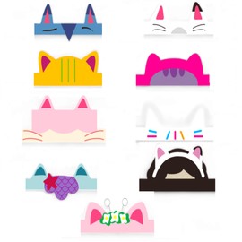 HANEI 18 Cat Dollhouse & Friends Paper Crowns Headbands Tiara Party Favors