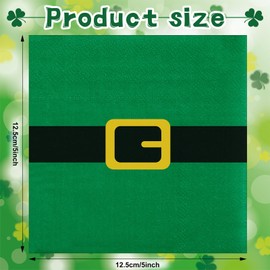 Eersida 100 Pcs St Patricks Day Napkins Disposable Green Cocktail Paper Napkin 5" x 5" Leprechaun Belts Hand Towel Guest Napkins for Irish Party Dinner Kitchen Saint Patrick's Table Decor, 2 Ply