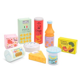 New Classic Toys 10595 Wooden Pretend Kids Play Food Cooking Simulation Educational Color Perception Toy for Preschool Age Toddlers Boys Girls, Multi Colour, Nahrungsmittel Set