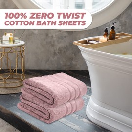 Towelogy® Premium Quick Dry Bath Sheets Oeko-Tex Certified Ecofriendly 100% Cotton Zero Twist Large Bath Towels Highly Absorbent Fade & Tear Resistant 90cmx140cm (Blush Pink, 1)