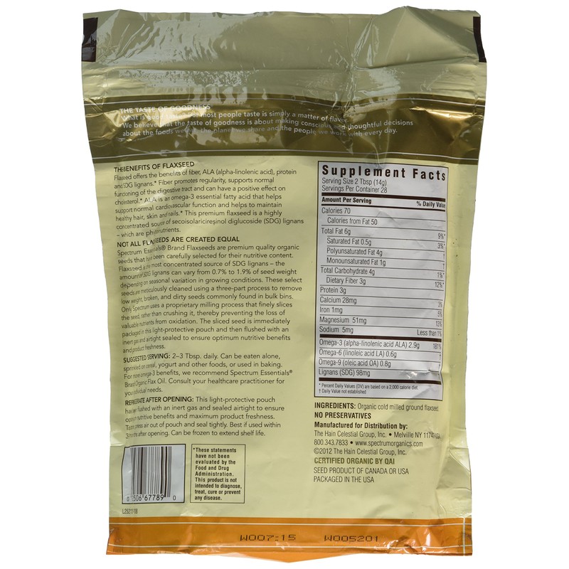 Spectrum Essentials Organic Ground Essential Flaxseed 14 oz. (Pack of