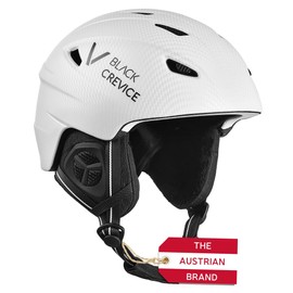 Black Crevice Adult Ski Helmet Stripe, Matt White Carbon/Black, XS