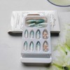 24Pcs Press on Nails Medium Almond,YIHONGYAN Summer Cat's Eye 3D