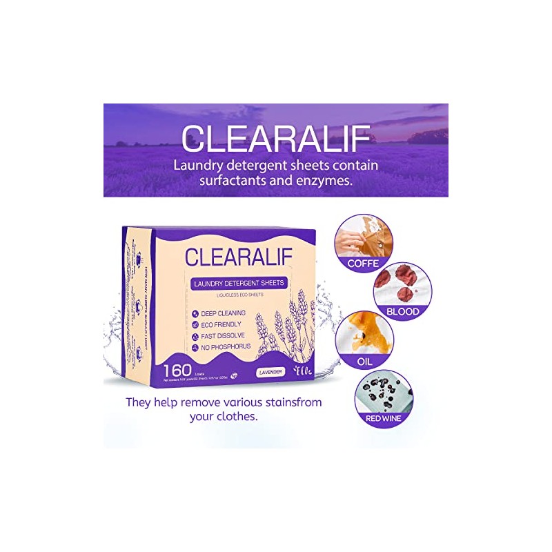 CLEARALIF Laundry Detergent Sheets 80 Sheets (Up to 160 Loads),