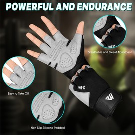 WESTWOOD FOX Fitness Gloves for Fitness Training Non-Slip Shock Absorbing Weight Lifting Gloves Padded Grip Breathable Fingerless Training Support (with Support, XL)