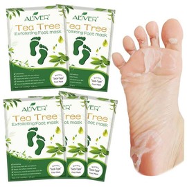 Foot Peel Mask - 5Pack, Exfoliating Foot Care Mask Make Soft Baby Feet Peel, Foot Exfoliator Repair Dead Skin, Calluses, Chapped, Rough Feet (Tea Tree)