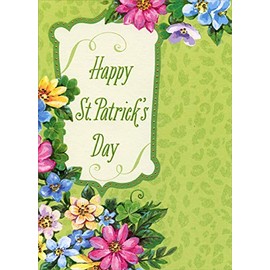Designer Greetings Colorful Floral Upper and Bottom Border St. Patrick's Day Card