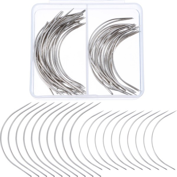 Boao 50 Pieces C Type Needle for Weave Curved Needles