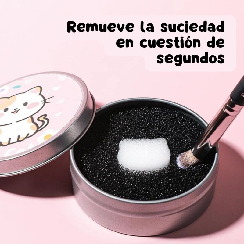 2 Estuche Limpia Brocha Seco Maquillaje Esponja Ecológico F Color