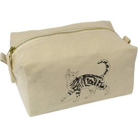 'Prancing Cat' Canvas Wash Bag/Makeup Case (CS00041435)