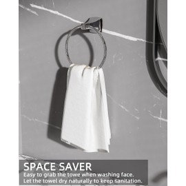 WZRUA Towel Ring Hand Towel Holder Wall Mounted, Chrome SUS304 Stainless Steel Rustproof Towel Holder for Bathroom