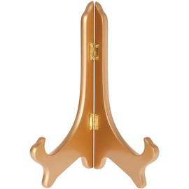 Bard's Hinged Gold-toned MDF Wood Plate Stand, 9" H x 7.25" W x 5" D (For 9" - 10.5" Plates), Pack of 3