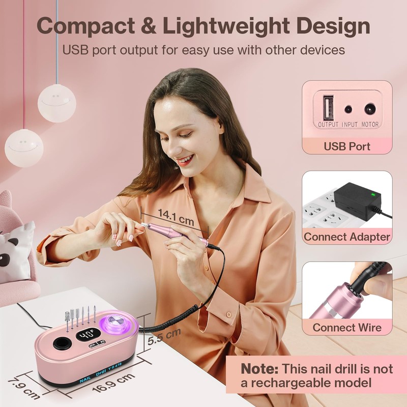 Professional Nail Drill 40000RPM,Electric Nail File for Acrylic and Gel