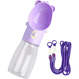 Dog Water Bottle Container Portable and Puppy Travel Foldable Water Bottle with Strap Leak Proof Water Dispenser for Pet Cats Walking Hiking Travel Food Grade Plastic-Purple 17oz